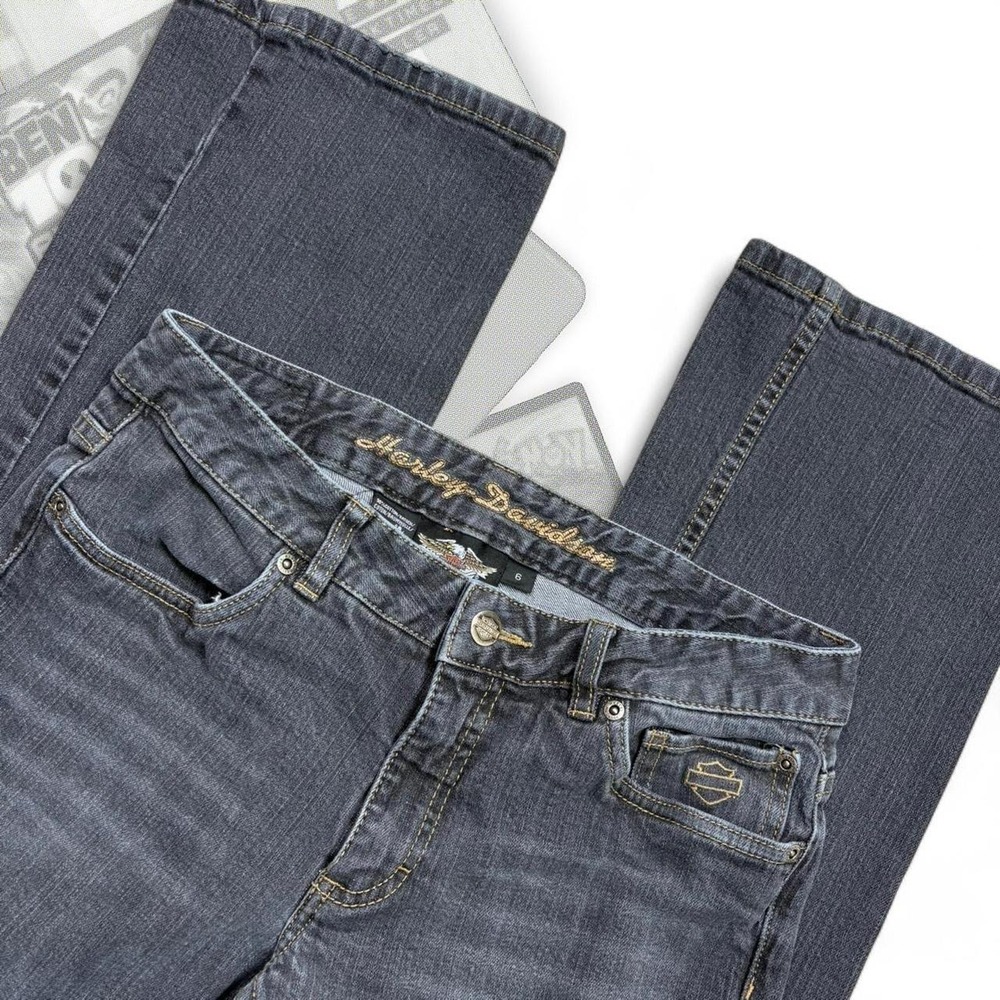 Vintage Y2K Gray Light Wash Harley Davidson Skinny Slim Bootcut / Flared Jeans